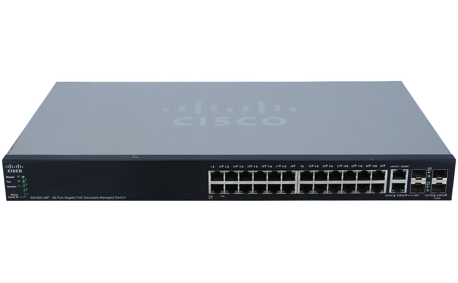 00063 -- 000 (555) CISCO SG500-28 28 PORTE K9 SERVER SWITCH GESTITO IMPILABILE FIREWALL 10/100/1000 4GB - immagine 1